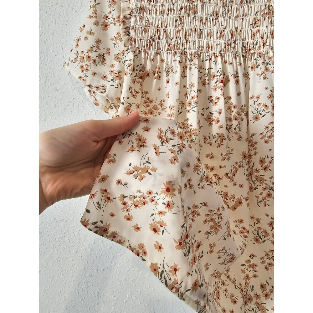 Bohme Floral Smocked Short Sleeve Top XS - Picture 5 of 8